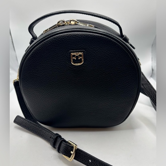 Furla Handbags - Furla Dotty Black w/gold accents Leather Crossbody small Bag top handle designer